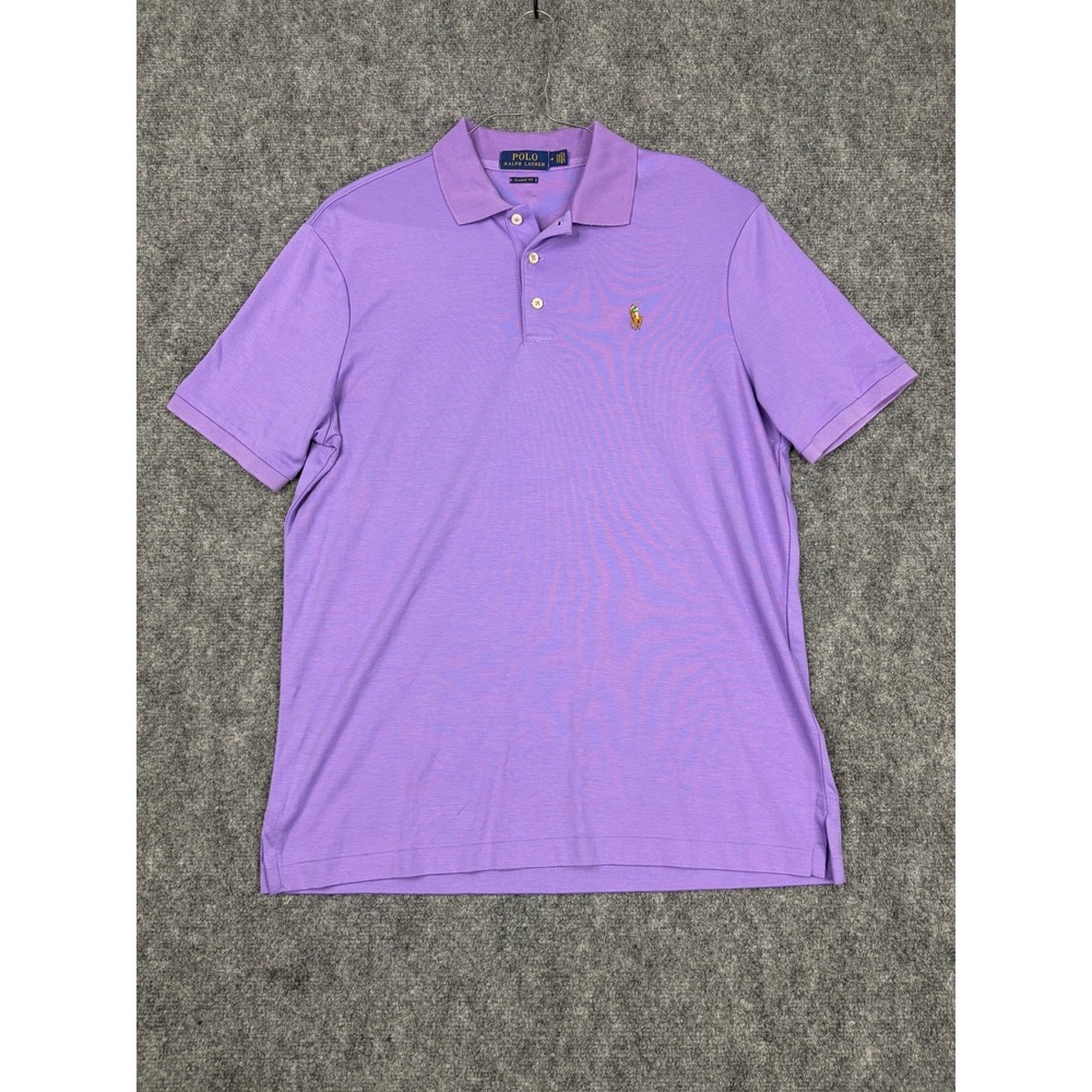 Polo Ralph Lauren Mens Classic Fit Short Sleeve Jersey Polo Shirt Purple Size M